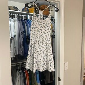 Floral White and Blue Golf Attire